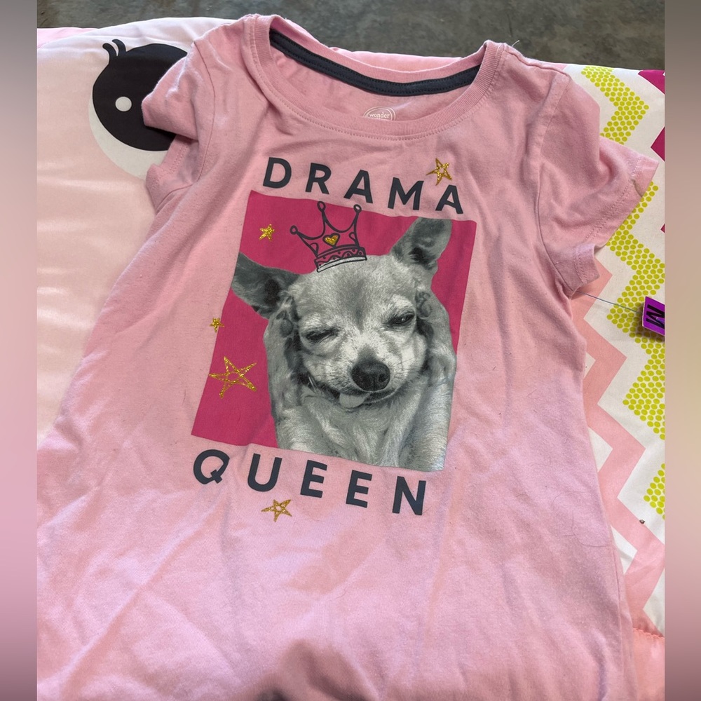 Chihuahua Drama Queen Cute Girls Graphic Tee Short Sleeve Pink
